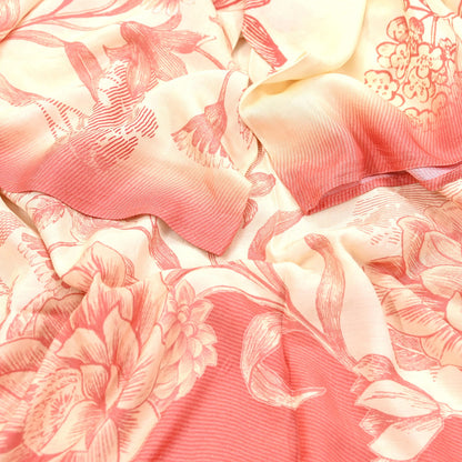 Indian Vintage Peach & Ivory Dupatta Long Stole Pure silk Printed Dupatta Veil Scarves soft Boho Wrap Dressmaking