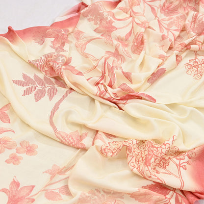 Indian Vintage Peach & Ivory Dupatta Long Stole Pure silk Printed Dupatta Veil Scarves soft Boho Wrap Dressmaking
