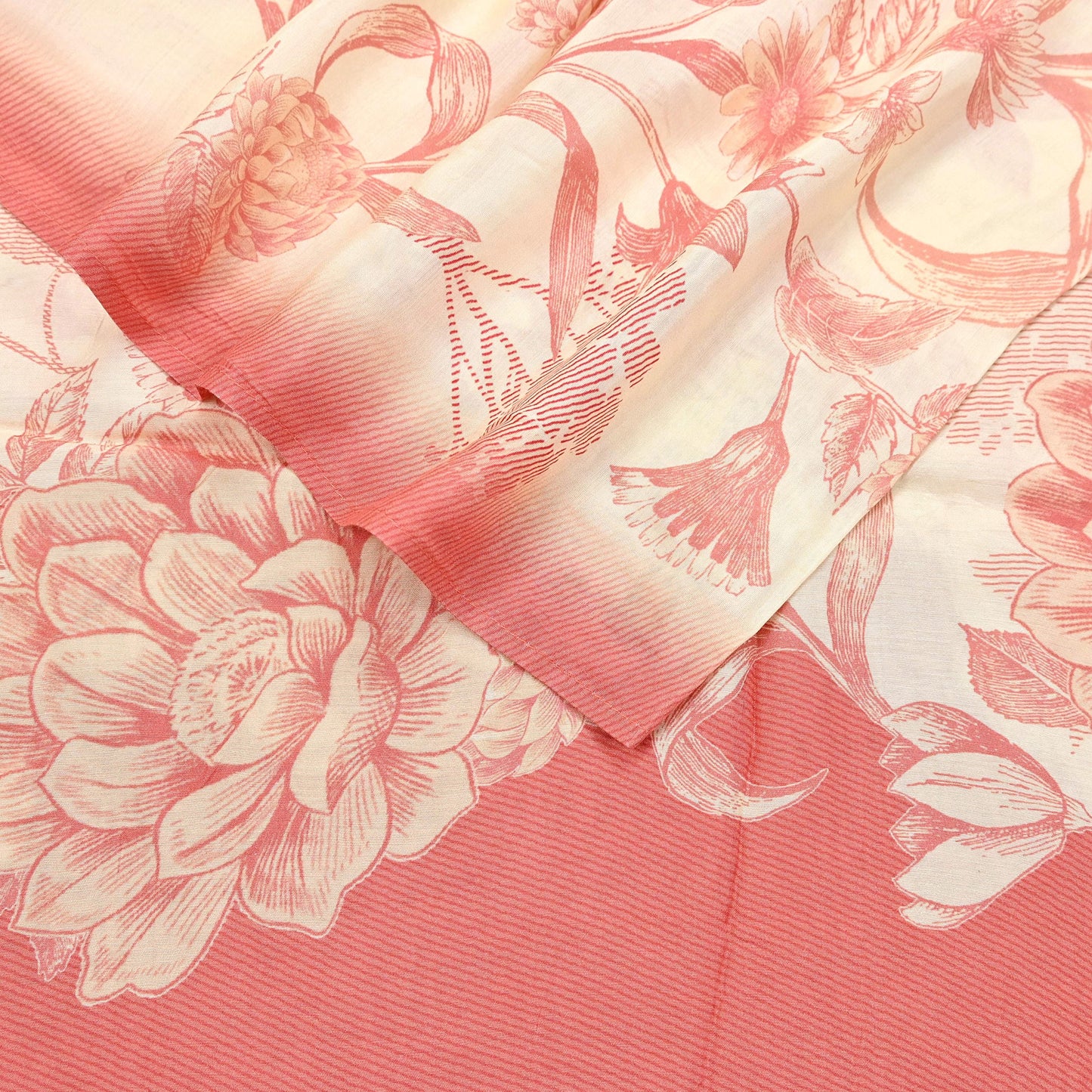 Indian Vintage Peach & Ivory Dupatta Long Stole Pure silk Printed Dupatta Veil Scarves soft Boho Wrap Dressmaking