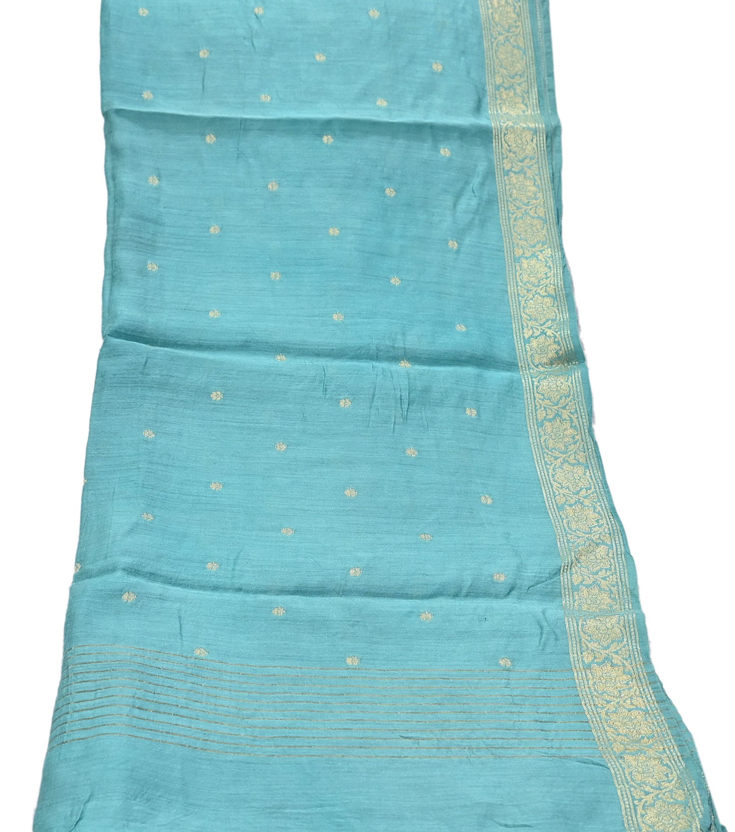 Indian Vintage Dupatta Green Long Stole Hand Woven Pure Silk Scarves Veil Zari Soft Fringes Scarf Wrap Boho