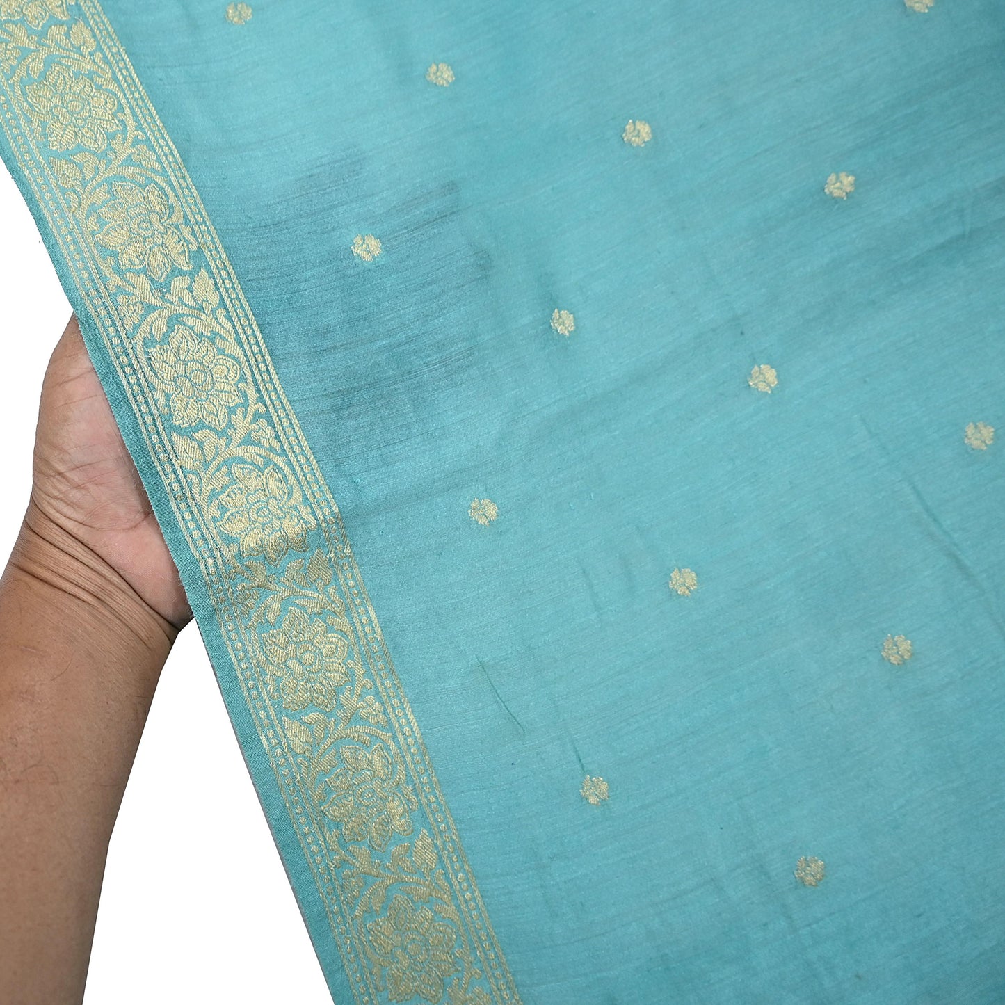 Indian Vintage Dupatta Green Long Stole Hand Woven Pure Silk Scarves Veil Zari Soft Fringes Scarf Wrap Boho