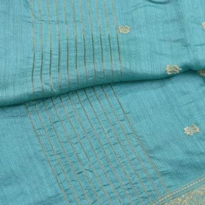 Indian Vintage Dupatta Green Long Stole Hand Woven Pure Silk Scarves Veil Zari Soft Fringes Scarf Wrap Boho