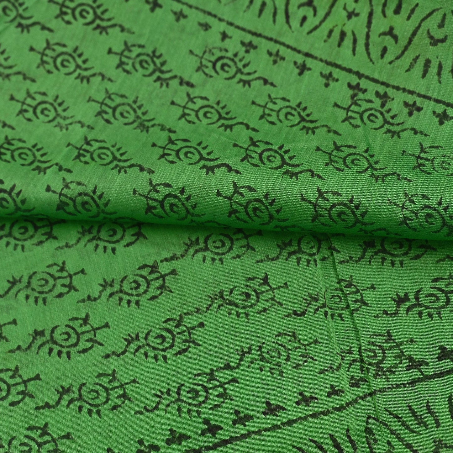 Indian Vintage Dupatta Green Dupatta Long Stole Block Print Pure Chanderi Silk Scarves Veil Golden Zari