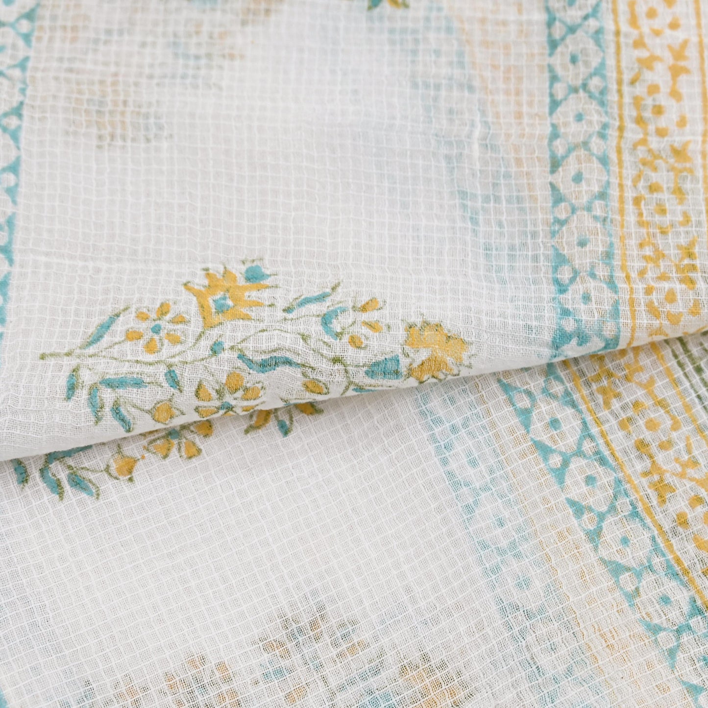 Indian Vintage White Dupatta Long Stole Block Print Pure Cotton Indian Scarves Scarf Veil Wrap Boho Soft Floral