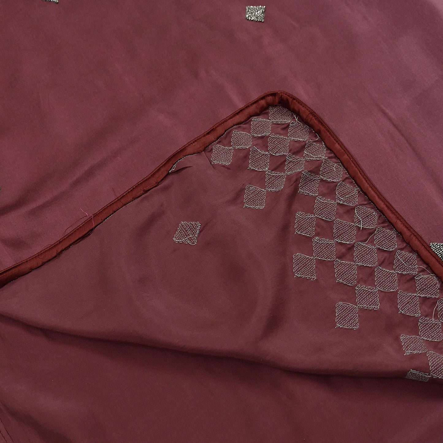 Rare Vintage Peach & maroon Pure Satin Silk Saree Hand Embroidered Fabric 5 Yards Sari Bollywood Party Wear Ethnic Saree