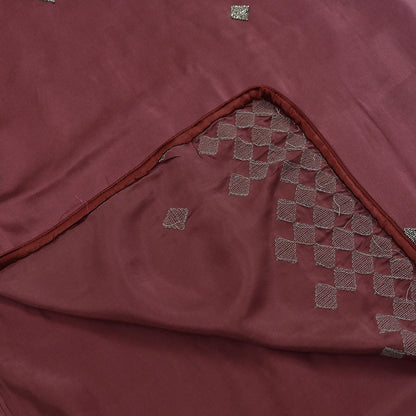 Rare Vintage Peach & maroon Pure Satin Silk Saree Hand Embroidered Fabric 5 Yards Sari Bollywood Party Wear Ethnic Saree