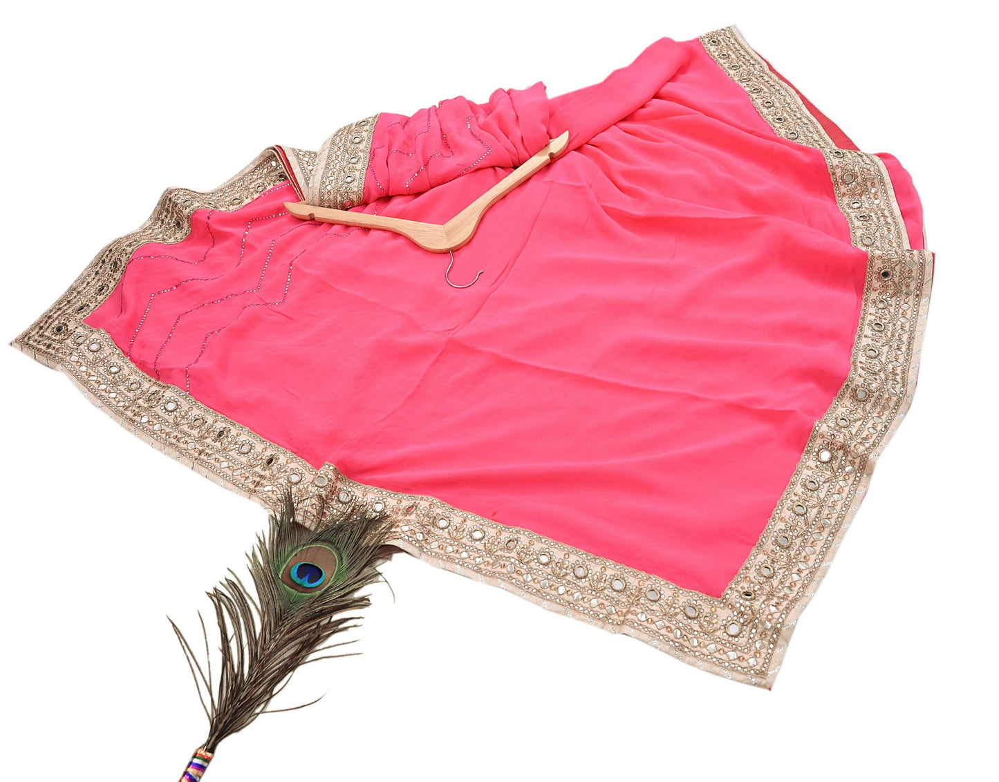 Rare Vintage Pink Pure Georgette Silk Saree Hand Embroidered Designer Abu Jani Sari 6 Yard Bollywood Party Wear with Blouse fabric