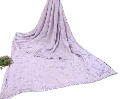 Rare Vintage Purple Pure Silk Saree Hand Beaded Abu Jani Designer Sari 5.5 Yards Bollywood Party Wear Ethnic