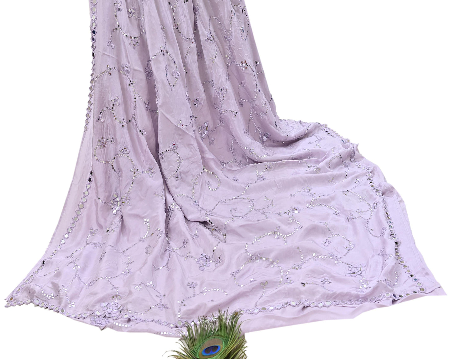 Rare Vintage Purple Pure Silk Saree Hand Beaded Abu Jani Designer Sari 5.5 Yards Bollywood Party Wear Ethnic