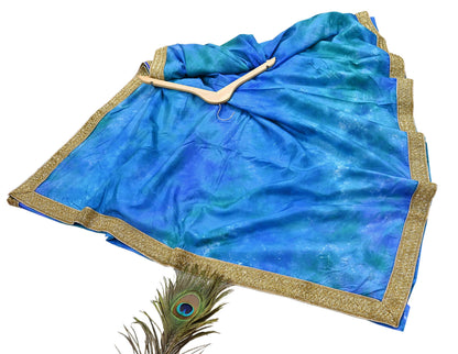 Rare Vintage Green & Blue Pure Silk Saree Hand Embroidered Tie dye Fabric 5.5 Yards Sari Bollywood Party Wear Ethnic Designer Saree