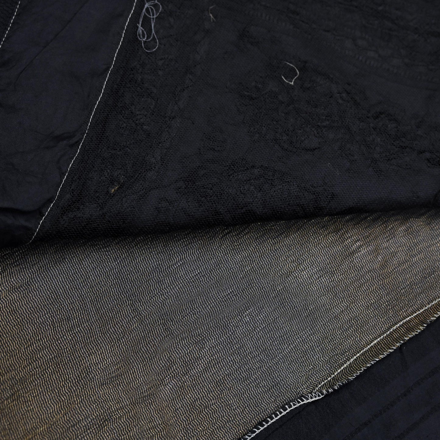 Indian Vintage Heavy Sarees Black Pure Silk Hand Embroidered Sari Fabric 5Yd Sewing Ethnic Sequins, Glass Beaded Wedding sarees