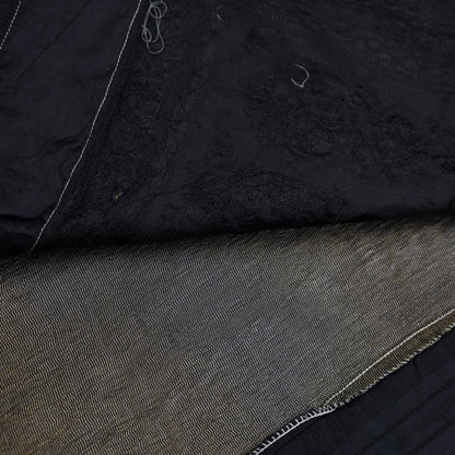 Indian Vintage Heavy Sarees Black Pure Silk Hand Embroidered Sari Fabric 5Yd Sewing Ethnic Sequins, Glass Beaded Wedding sarees