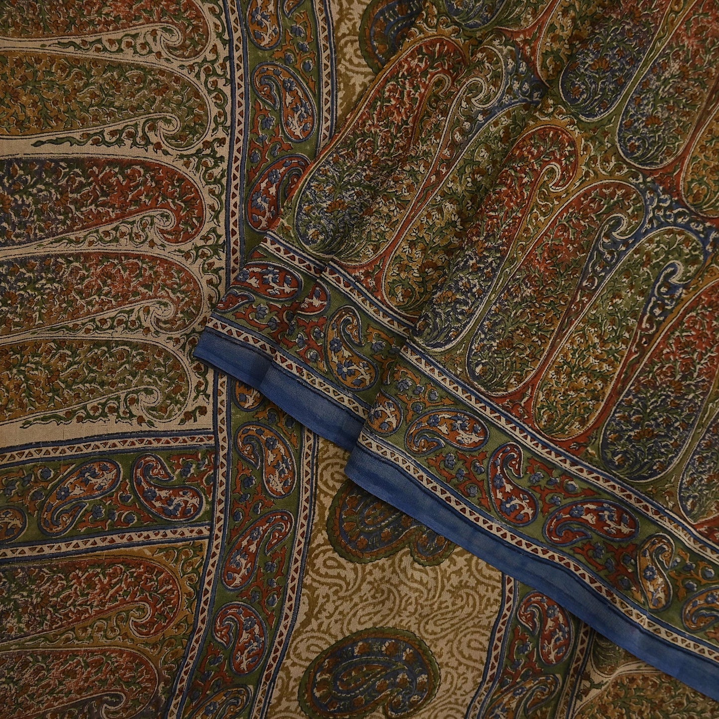 Vintage Indian Beige Multi Georgette Silk Saree Printed Fabric 5.5 Yard Soft Sari Sewing Dress Making Quilting Craft