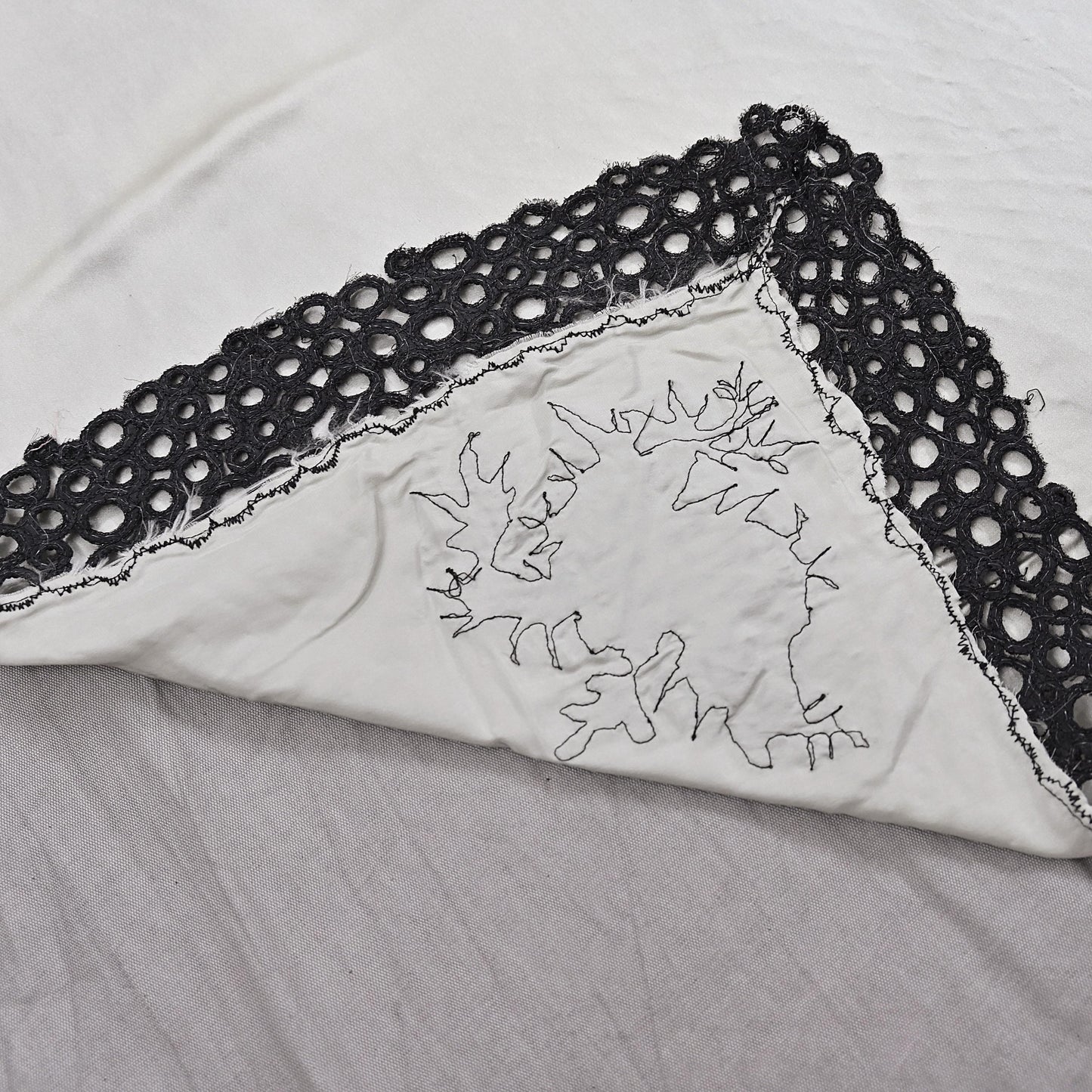 Rare Vintage Black & Gray Pure Satin Silk net Saree Hand Embroidered Designer Abu Jani Sari 6 Yard Bollywood Party Wear with Blouse fabric