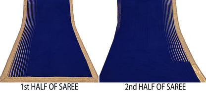 Rare Blue Georgette Silk Saree Zardozi Hand Embroidered Designer Sabyasachi Sari 6 Yard Bollywood Party Wear