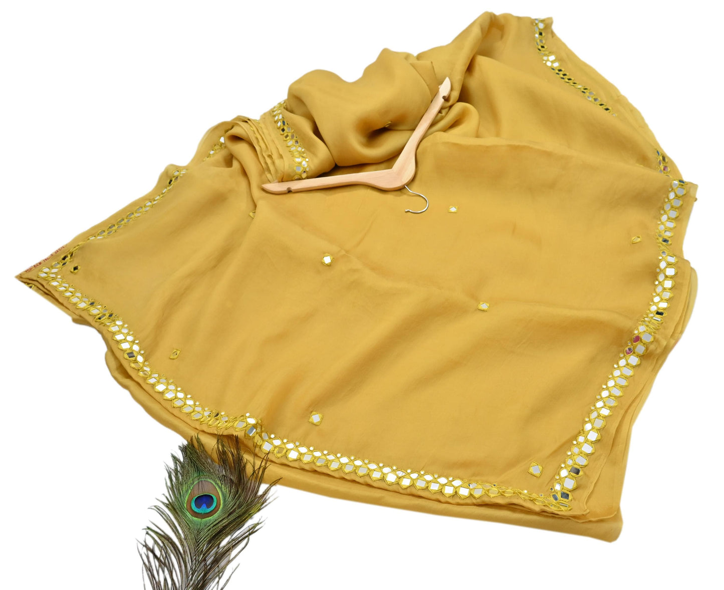 Rare Vintage Mustard Pure Organza Silk Saree Zardozi Hand Embroidered Designer Abu Jani Sari 5.5 Yard Bollywood Party Wear