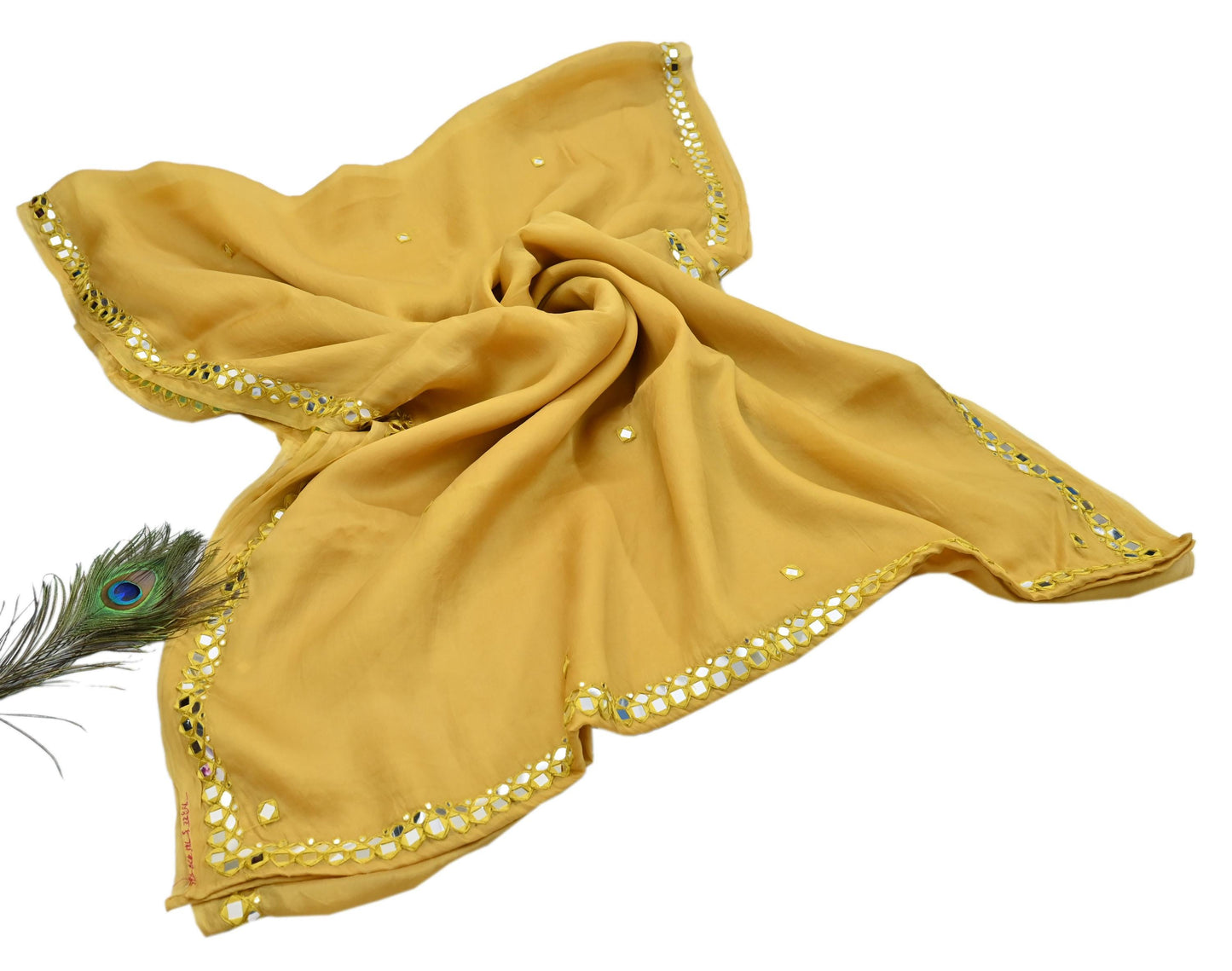 Rare Vintage Mustard Pure Organza Silk Saree Zardozi Hand Embroidered Designer Abu Jani Sari 5.5 Yard Bollywood Party Wear
