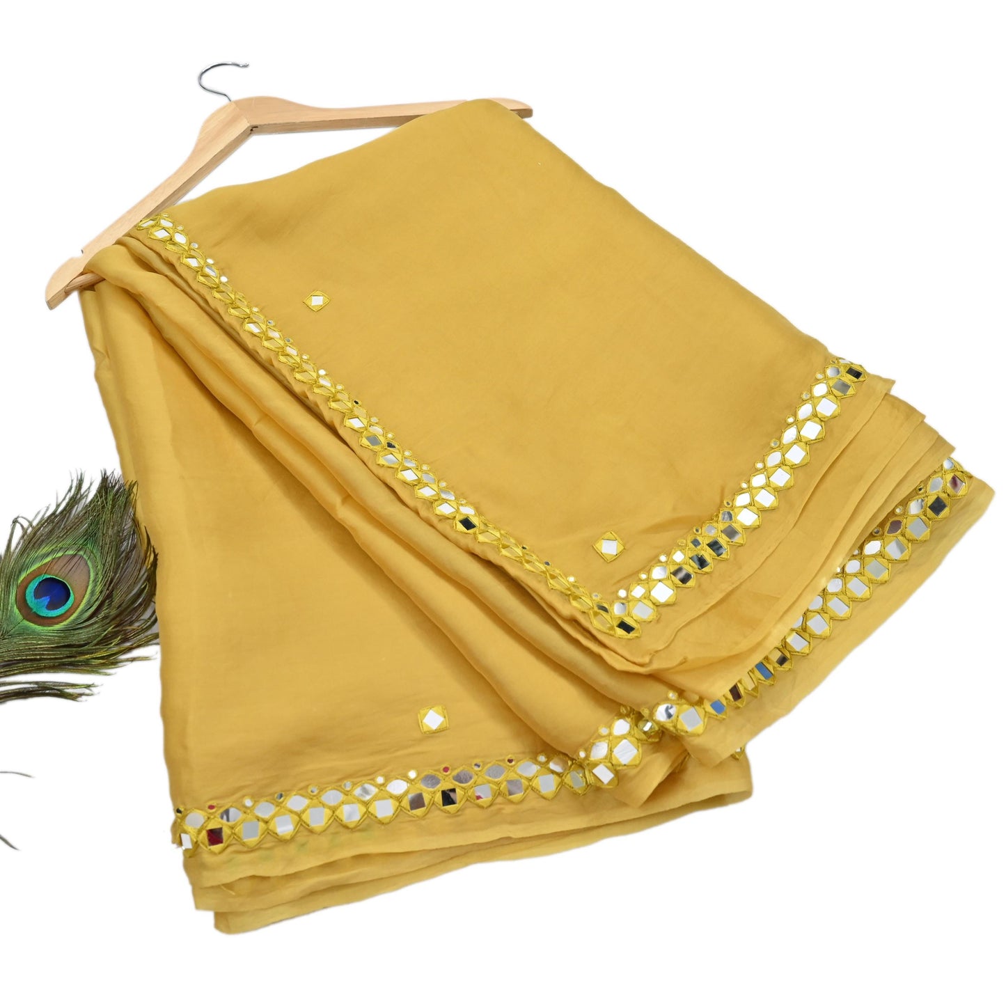 Rare Vintage Mustard Pure Organza Silk Saree Zardozi Hand Embroidered Designer Abu Jani Sari 5.5 Yard Bollywood Party Wear