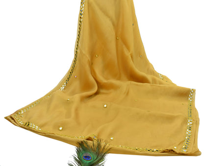 Rare Vintage Mustard Pure Organza Silk Saree Zardozi Hand Embroidered Designer Abu Jani Sari 5.5 Yard Bollywood Party Wear