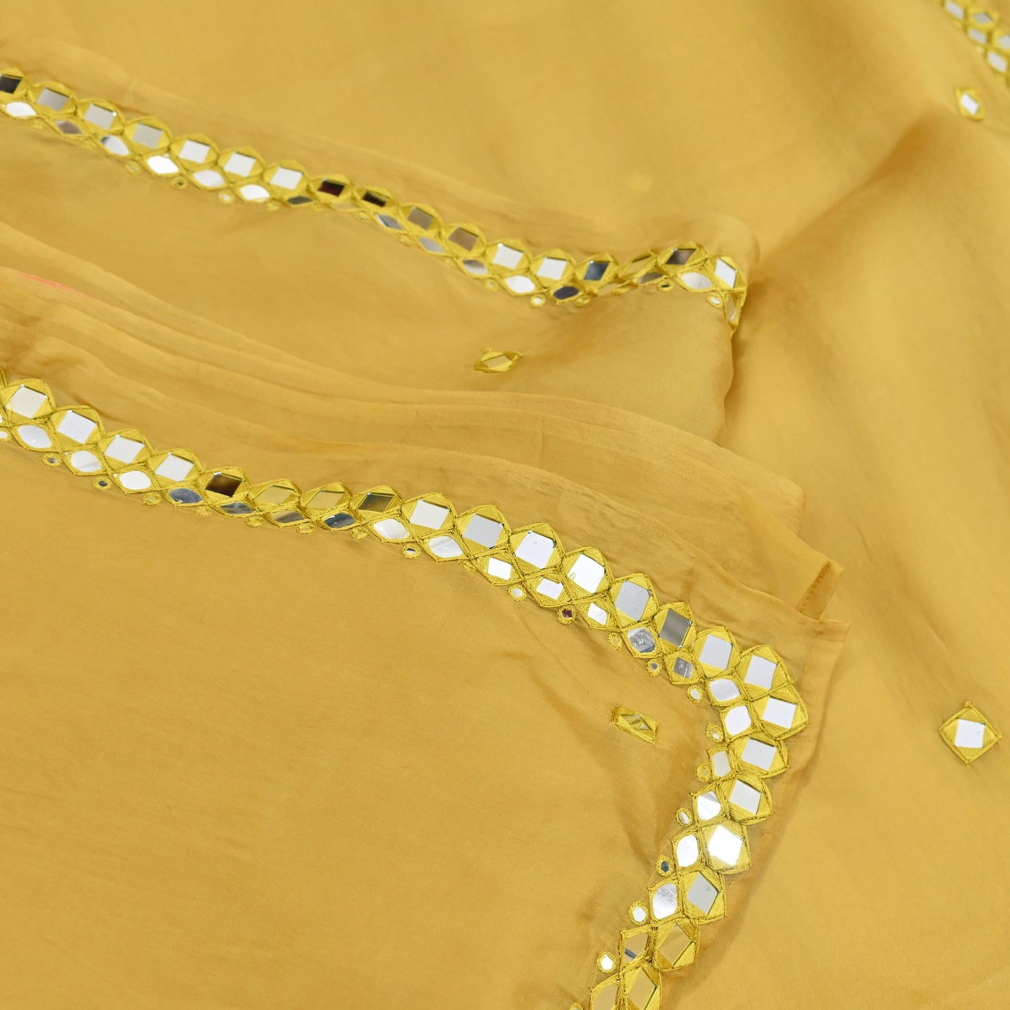 Rare Vintage Mustard Pure Organza Silk Saree Zardozi Hand Embroidered Designer Abu Jani Sari 5.5 Yard Bollywood Party Wear