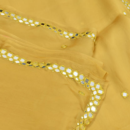 Rare Vintage Mustard Pure Organza Silk Saree Zardozi Hand Embroidered Designer Abu Jani Sari 5.5 Yard Bollywood Party Wear