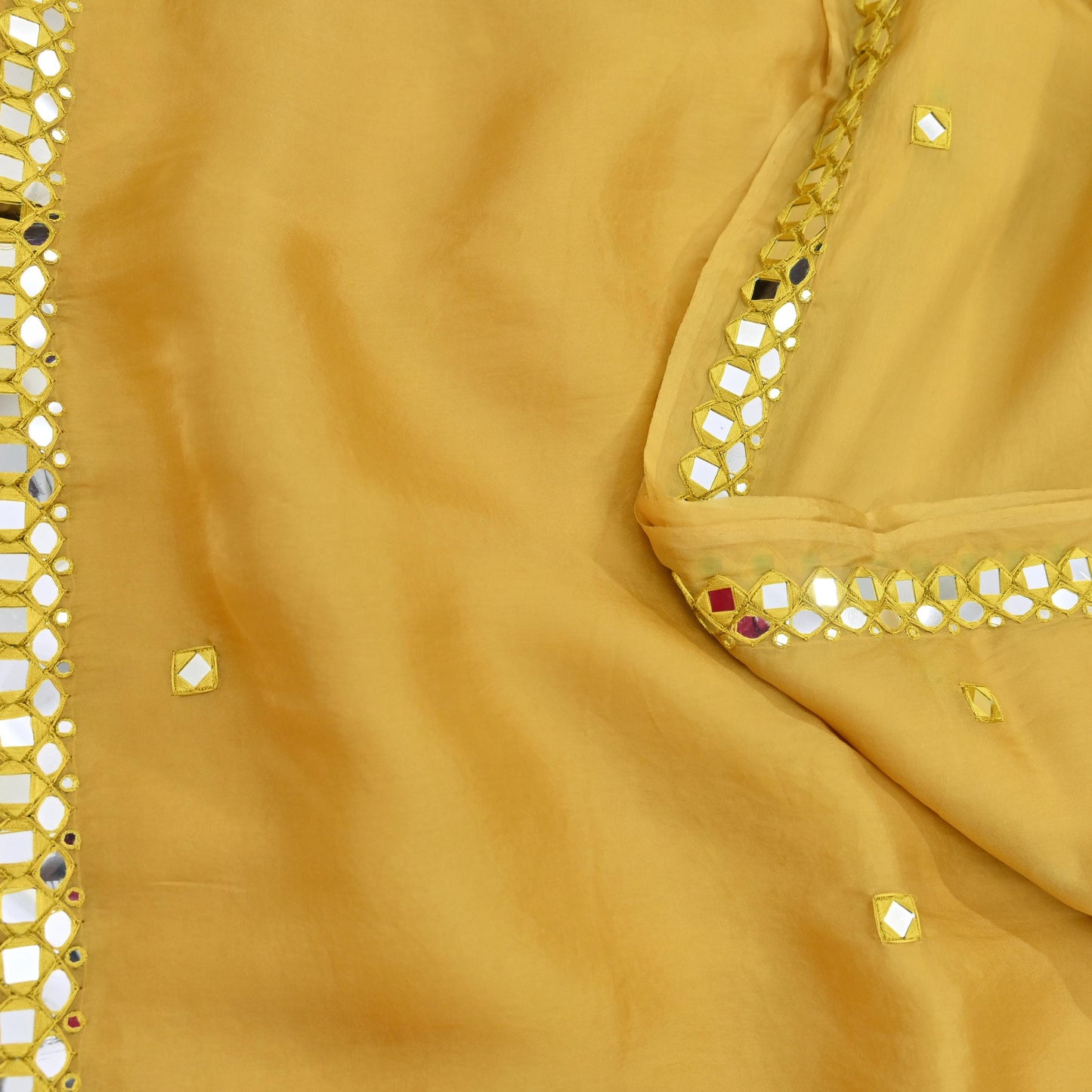 Rare Vintage Mustard Pure Organza Silk Saree Zardozi Hand Embroidered Designer Abu Jani Sari 5.5 Yard Bollywood Party Wear
