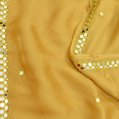 Rare Vintage Mustard Pure Organza Silk Saree Zardozi Hand Embroidered Designer Abu Jani Sari 5.5 Yard Bollywood Party Wear