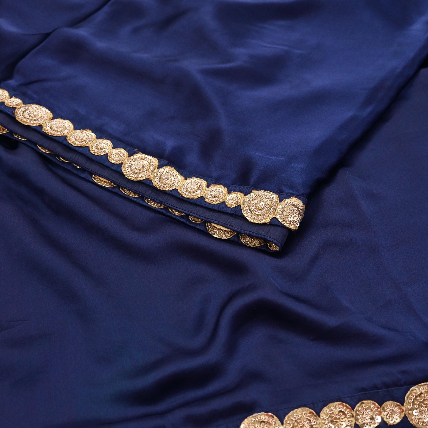 Rare Vintage Blue Pure Satin Silk Saree Zardozi Hand Embroidered Designer Sabyasachi Sari 5.5 Yard Bollywood Party Wear