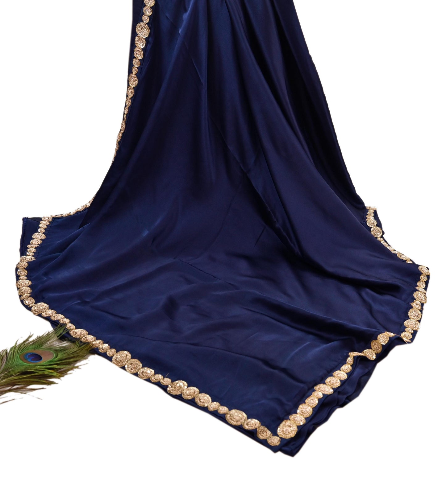 Rare Vintage Blue Pure Satin Silk Saree Zardozi Hand Embroidered Designer Sabyasachi Sari 5.5 Yard Bollywood Party Wear
