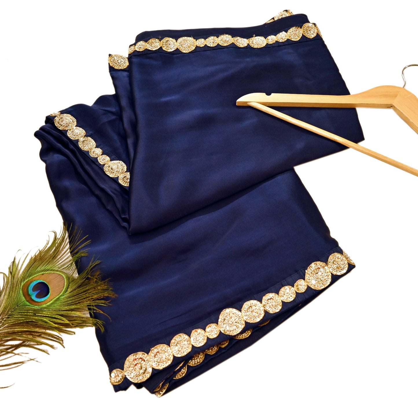 Rare Vintage Blue Pure Satin Silk Saree Zardozi Hand Embroidered Designer Sabyasachi Sari 5.5 Yard Bollywood Party Wear