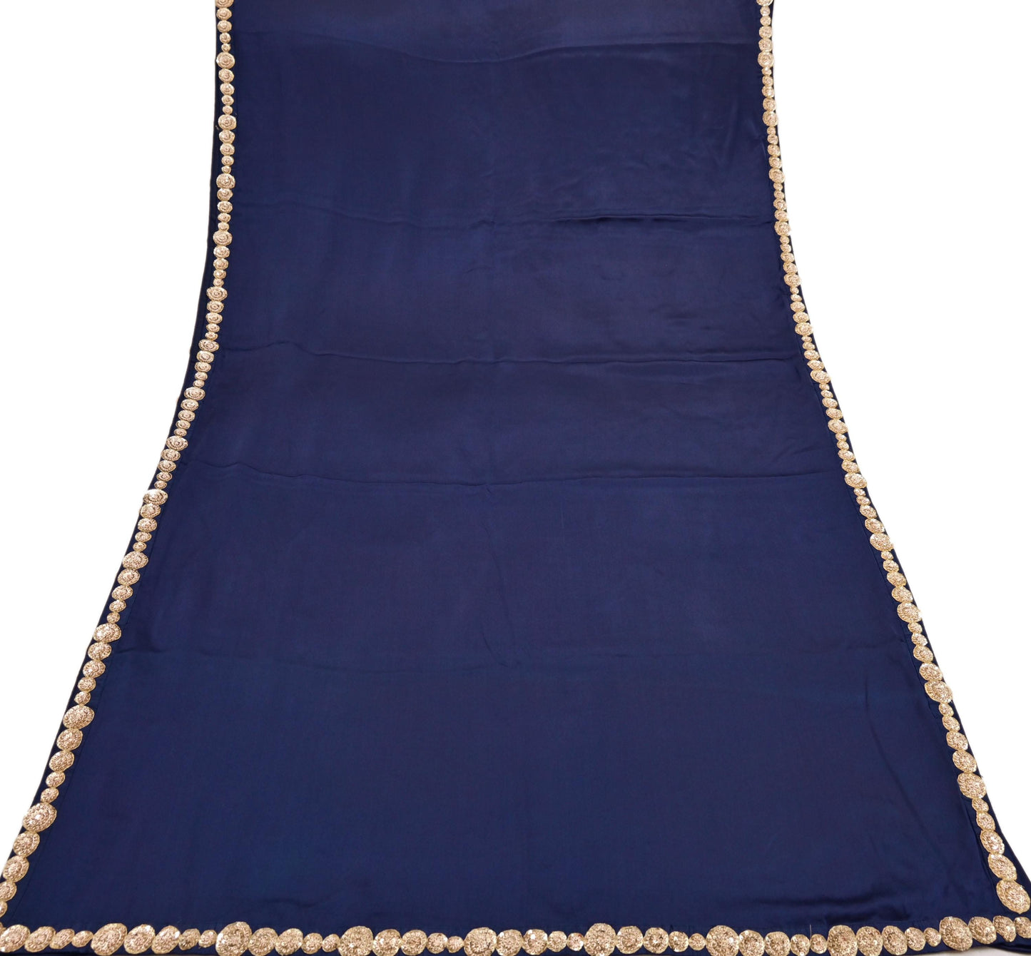 Rare Vintage Blue Pure Satin Silk Saree Zardozi Hand Embroidered Designer Sabyasachi Sari 5.5 Yard Bollywood Party Wear