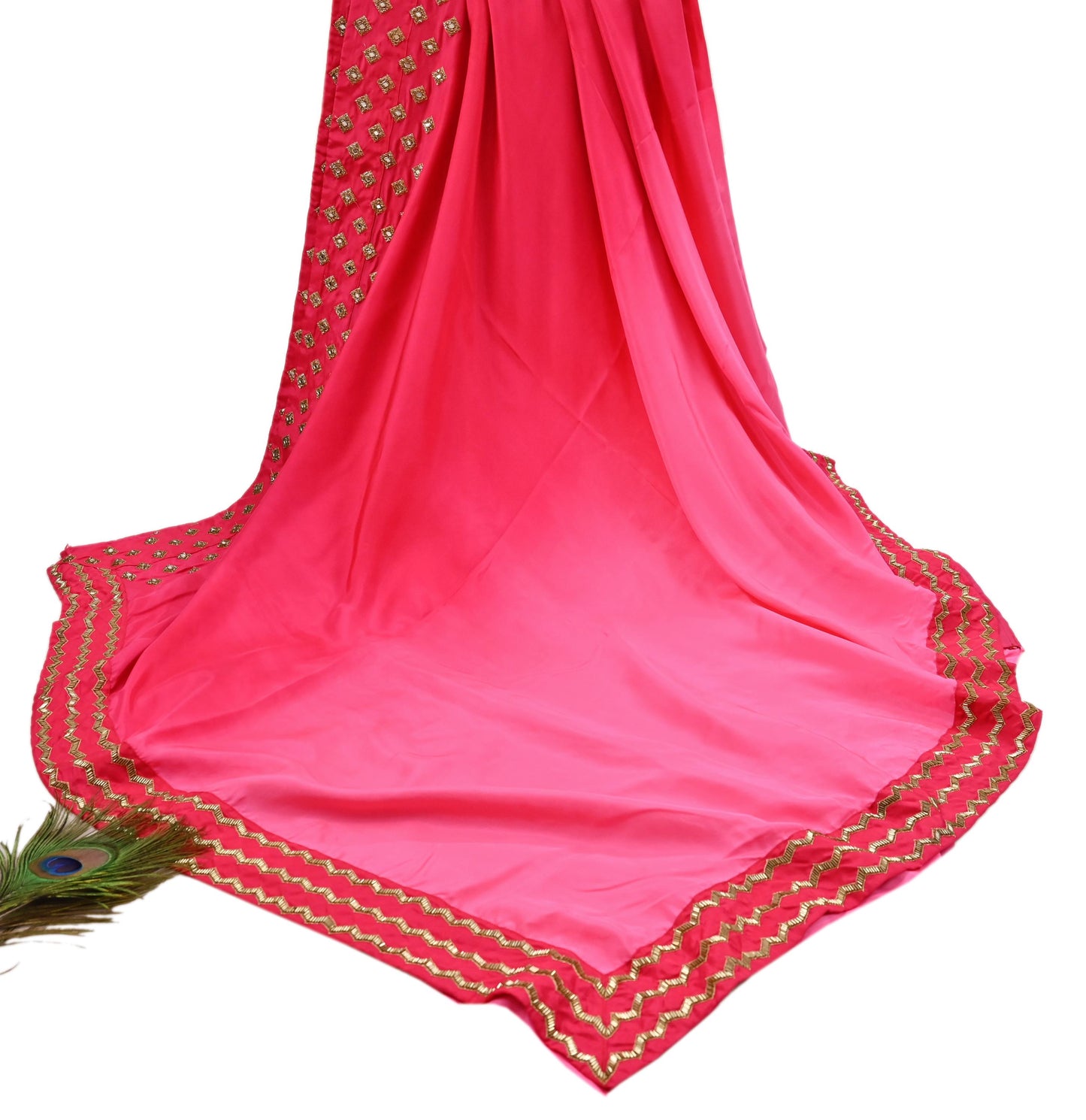 Rare Vintage Pink Pure Silk Saree Hand Embroidered Fabric 6 Yard Sari Bollywood Party Wear Ethnic Designer Saree