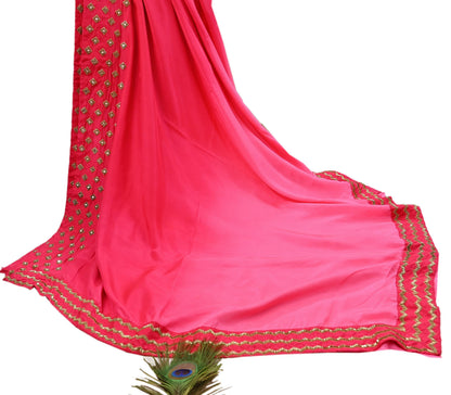 Rare Vintage Pink Pure Silk Saree Hand Embroidered Fabric 6 Yard Sari Bollywood Party Wear Ethnic Designer Saree