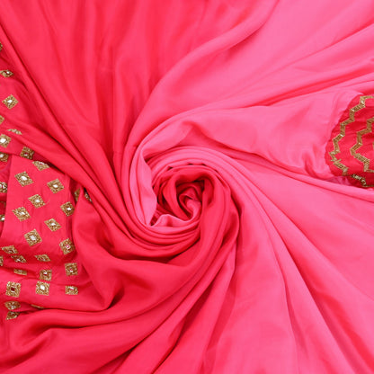 Rare Vintage Pink Pure Silk Saree Hand Embroidered Fabric 6 Yard Sari Bollywood Party Wear Ethnic Designer Saree