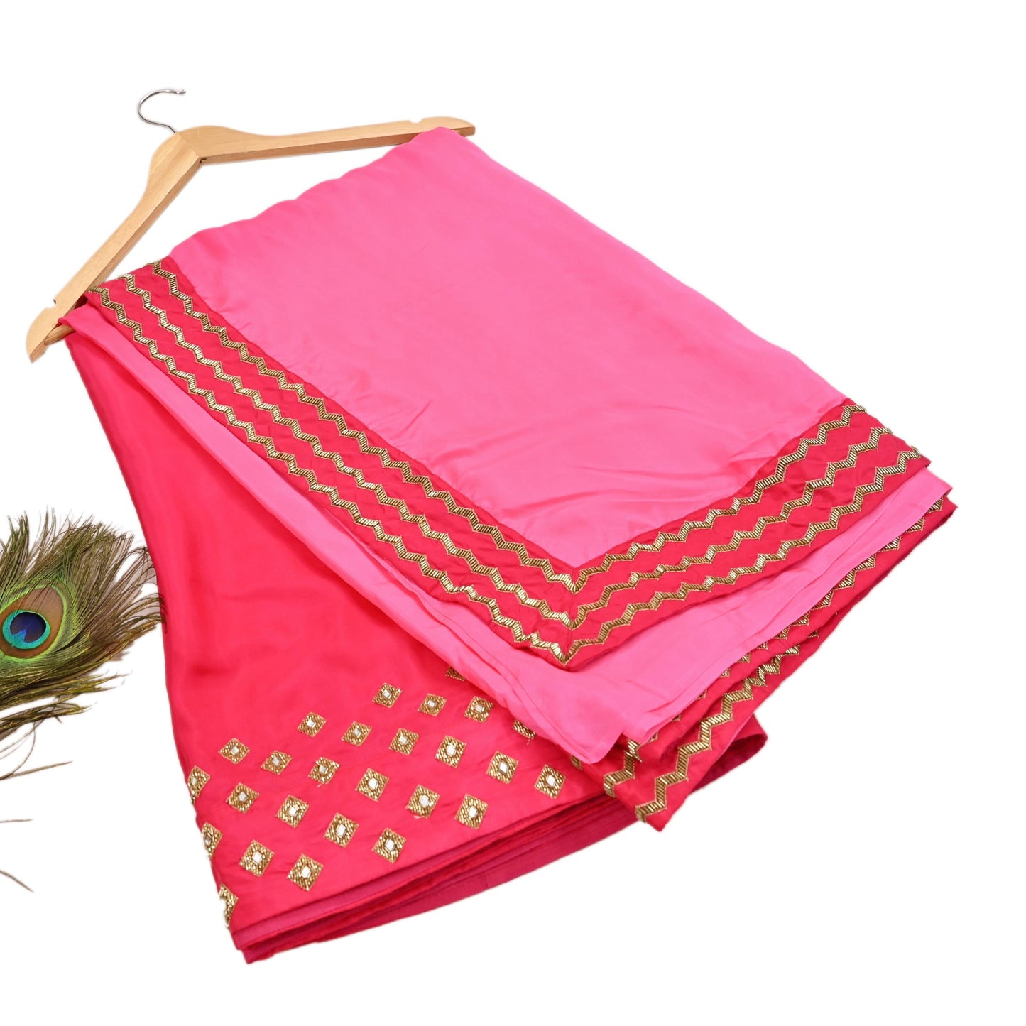 Rare Vintage Pink Pure Silk Saree Hand Embroidered Fabric 6 Yard Sari Bollywood Party Wear Ethnic Designer Saree