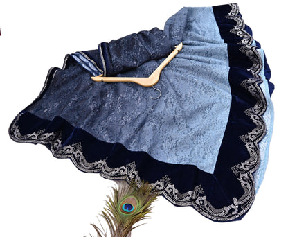 Vintage Blue Net Saree Heavy Hand Embroidery 5.5 Yards Soft Mesh Fabric Ideal for Crafting Wedding Wear Bollywood sarees