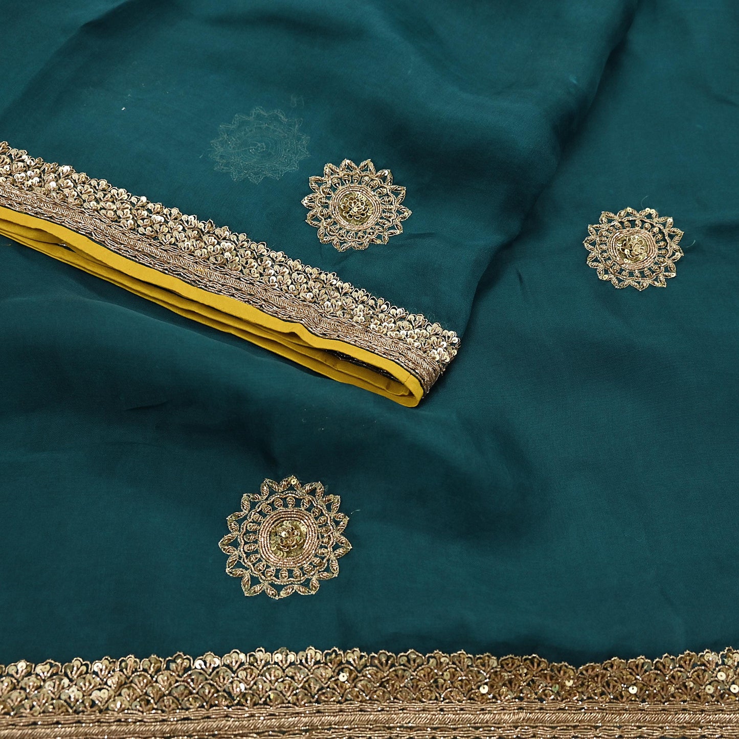 Rare Green Pure Organza Silk Saree Zardozi Hand Embroidered Designer Sabyasachi Sari 5.5 Yard Bollywood Party Wear