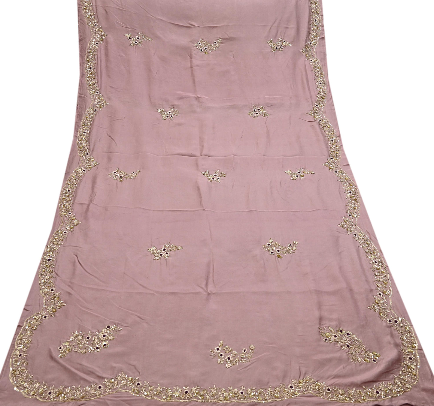 Rare Vintage Dusty Rose Pink Pure Silk Saree Zardozi Hand Embroidered Designer Sabyasachi Sari 5.5 Yard Bollywood Party Wear