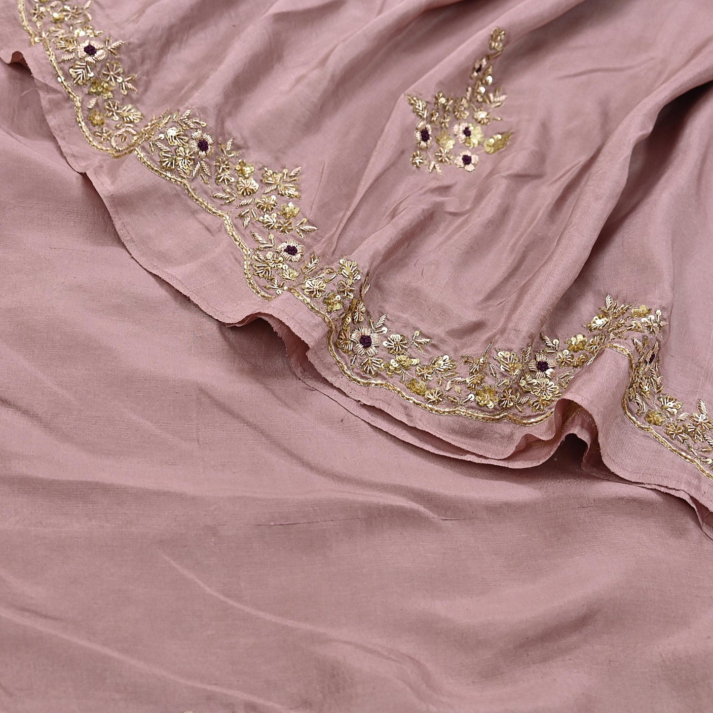 Rare Vintage Dusty Rose Pink Pure Silk Saree Zardozi Hand Embroidered Designer Sabyasachi Sari 5.5 Yard Bollywood Party Wear
