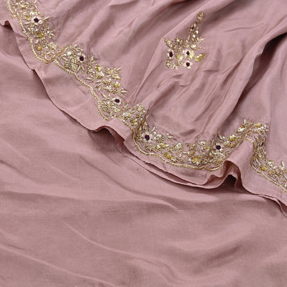 Rare Vintage Dusty Rose Pink Pure Silk Saree Zardozi Hand Embroidered Designer Sabyasachi Sari 5.5 Yard Bollywood Party Wear