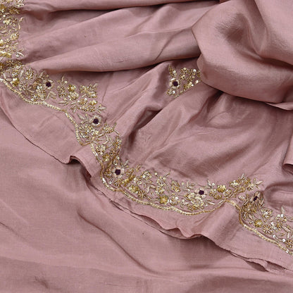 Rare Vintage Dusty Rose Pink Pure Silk Saree Zardozi Hand Embroidered Designer Sabyasachi Sari 5.5 Yard Bollywood Party Wear
