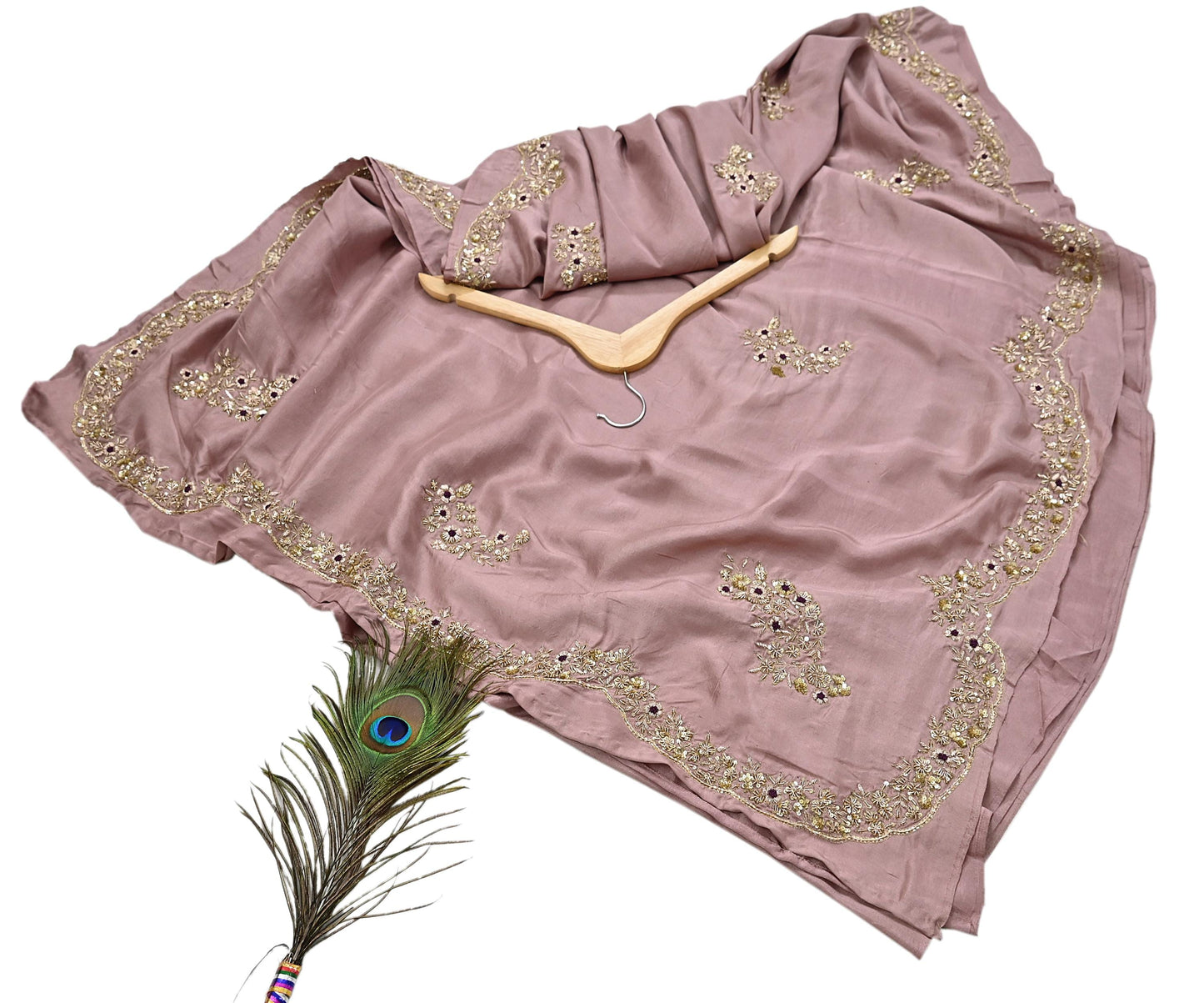 Rare Vintage Dusty Rose Pink Pure Silk Saree Zardozi Hand Embroidered Designer Sabyasachi Sari 5.5 Yard Bollywood Party Wear