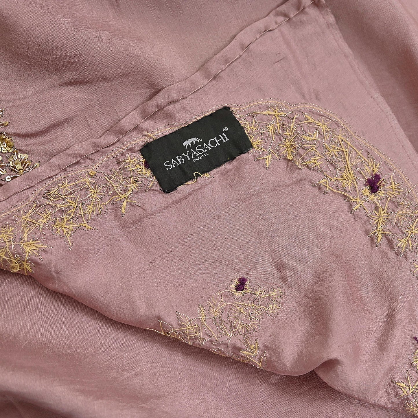 Rare Vintage Dusty Rose Pink Pure Silk Saree Zardozi Hand Embroidered Designer Sabyasachi Sari 5.5 Yard Bollywood Party Wear