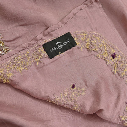 Rare Vintage Dusty Rose Pink Pure Silk Saree Zardozi Hand Embroidered Designer Sabyasachi Sari 5.5 Yard Bollywood Party Wear