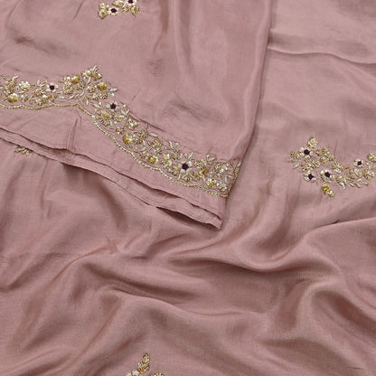 Rare Vintage Dusty Rose Pink Pure Silk Saree Zardozi Hand Embroidered Designer Sabyasachi Sari 5.5 Yard Bollywood Party Wear