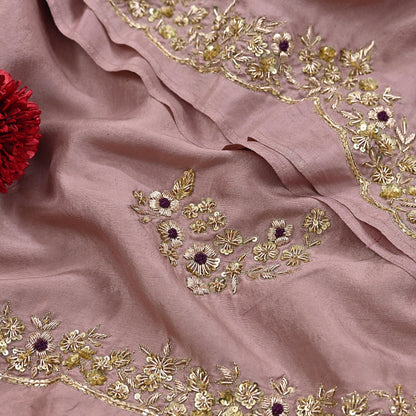 Rare Vintage Dusty Rose Pink Pure Silk Saree Zardozi Hand Embroidered Designer Sabyasachi Sari 5.5 Yard Bollywood Party Wear