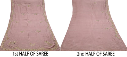 Rare Vintage Dusty Rose Pink Pure Silk Saree Zardozi Hand Embroidered Designer Sabyasachi Sari 5.5 Yard Bollywood Party Wear
