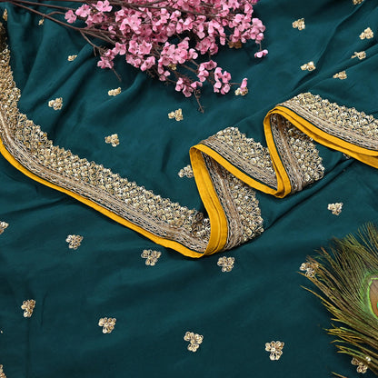 Rare Vintage Bottle Green Pure Silk Saree Zardozi Hand Embroidered Designer Sabyasachi Sari 5.5 Yard Bollywood Party Wear