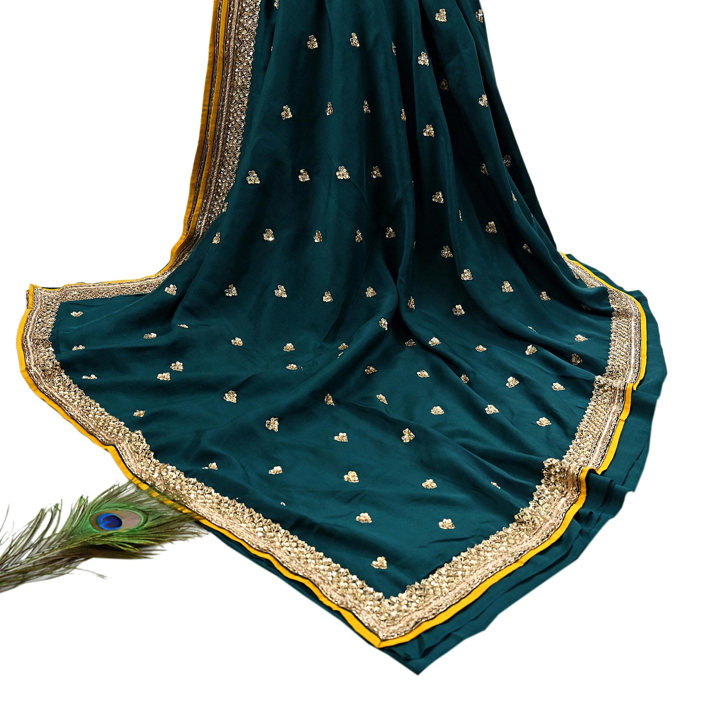 Rare Vintage Bottle Green Pure Silk Saree Zardozi Hand Embroidered Designer Sabyasachi Sari 5.5 Yard Bollywood Party Wear