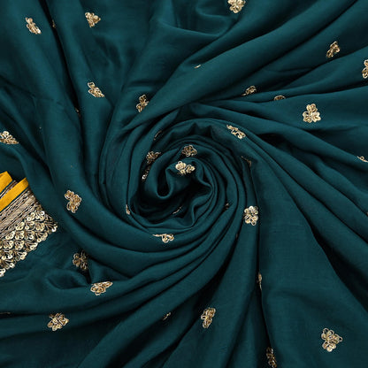 Rare Vintage Bottle Green Pure Silk Saree Zardozi Hand Embroidered Designer Sabyasachi Sari 5.5 Yard Bollywood Party Wear